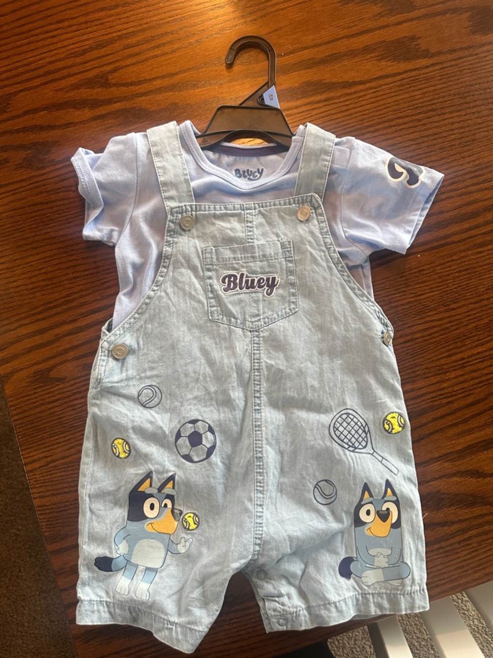 Light Blue Bluey Kids Overalls Romper